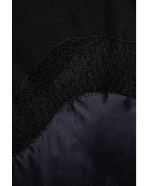 Victoria Beckham Black Cami Lace-paneled Satin Mini Dress
