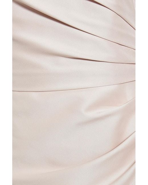 Badgley Mischka Natural Strapless Bow-detailed Faille Gown