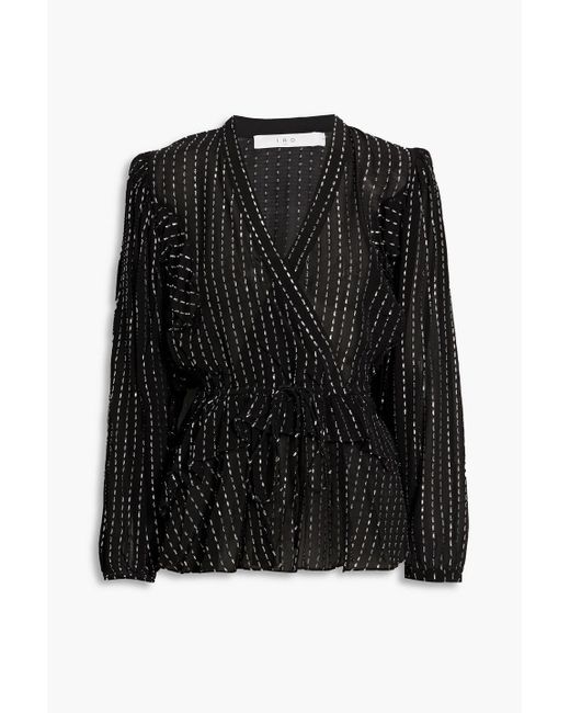 IRO Black Silga bluse aus chiffon mit metallic-fil-coupé und schößchen