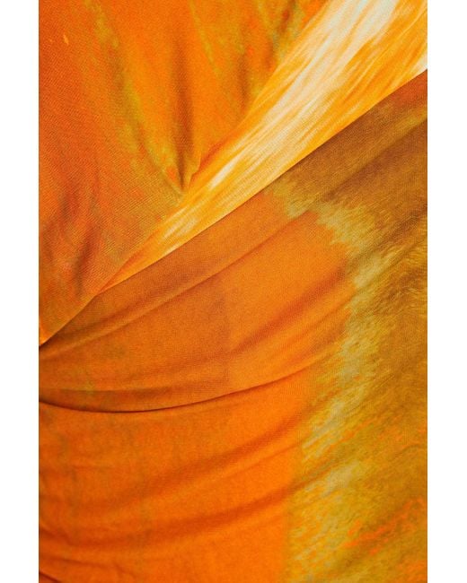 Jonathan Simkhai Orange Terra Cutout Printed Jersey Top