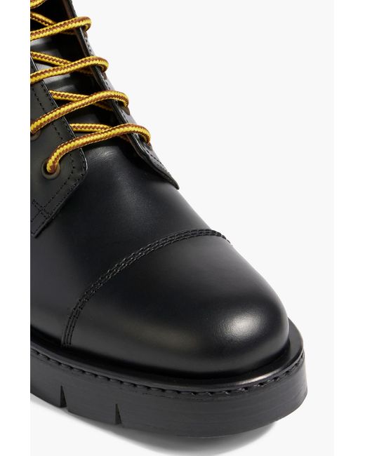 Ferragamo Black Rosco Leather Combat Boots