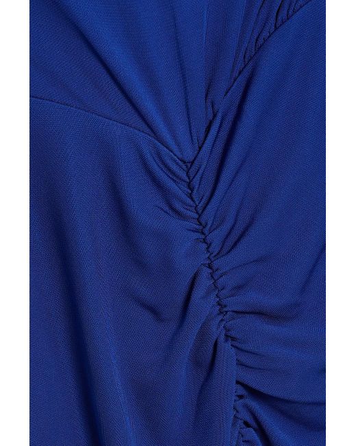Diane von Furstenberg Blue Apollo Ruched Jersey Maxi Dress