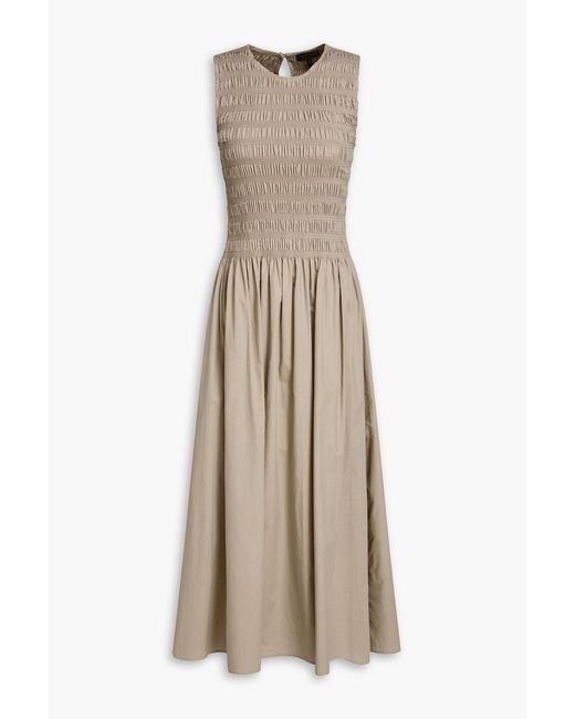 Rag & Bone Natural Lane Shirred Cotton-poplin Midi Dress