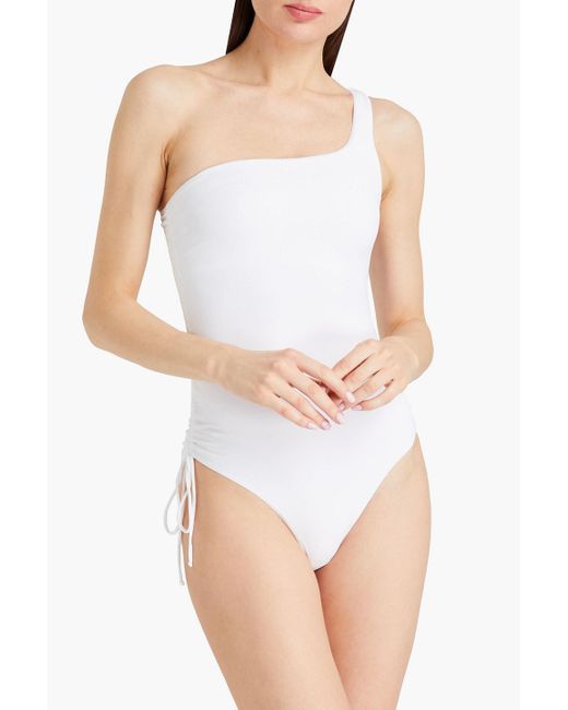Melissa Odabash White Bodrum One-shoulder Ruched Swimsuit