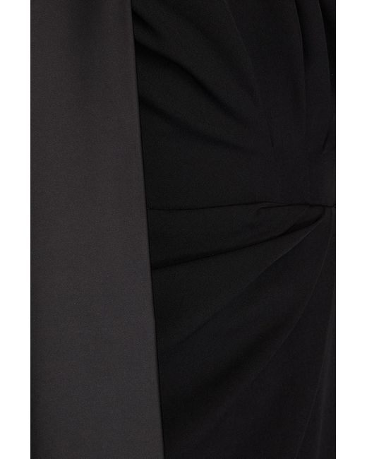 Rhea Costa Black One-shoulder Pleated Crepe Gown