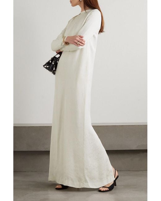 Totême  Natural Frayed Jacquard Maxi Dress