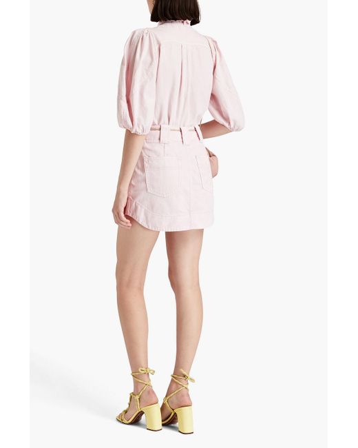 Zimmermann Pink Belted Denim Mini Skirt
