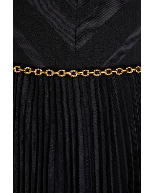 Zimmermann Black Strapless Pleated Devoré-paneled Twill Midi Dress