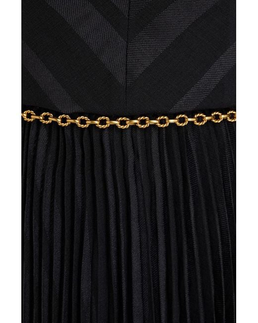 Zimmermann Black Strapless Pleated Jacquard Midi Dress