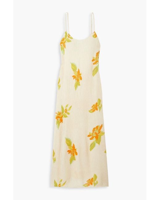 Savannah Morrow Metallic Andria Floral-print Silk And Bamboo-blend Crepon Midi Dress