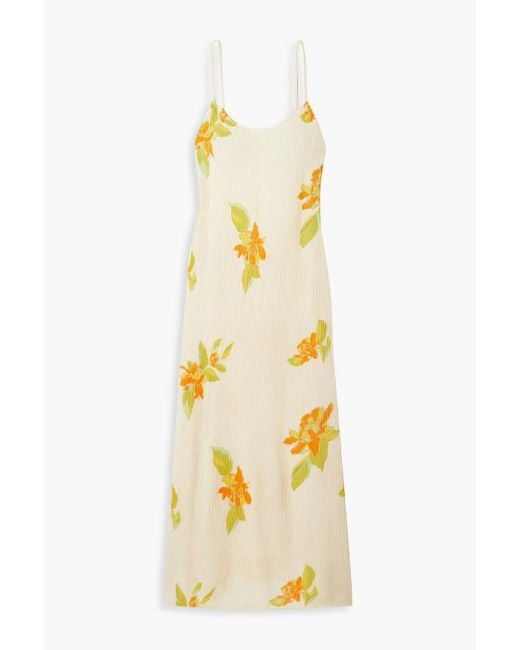 Savannah Morrow Metallic Andria Floral-print Silk And Bamboo-blend Crepon Midi Dress