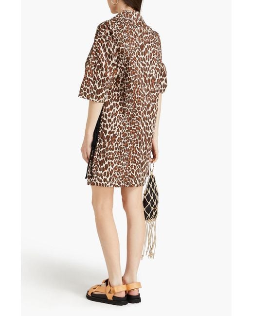 Tory Burch Multicolor Leopard-print Cotton-poplin Mini Dress