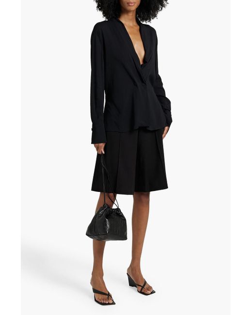 Another Tomorrow Black Drapierte bluse aus stretch-crêpe