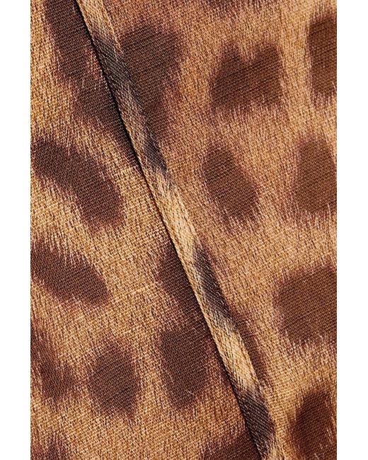 Zimmermann Natural Fluted Leopard-Print Linen And Silk-Blend Gauze Midi Skirt