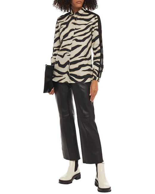 Just Cavalli Mesh-trimmed Zebra-print Cotton-blend Poplin Shirt | Lyst
