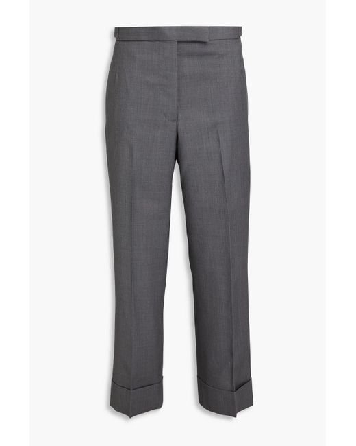 Thom Browne Gray Wool-piqué Straight-leg Pants