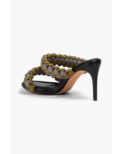 Alexandre Birman Gray Francis 85 Braided Leather Mules
