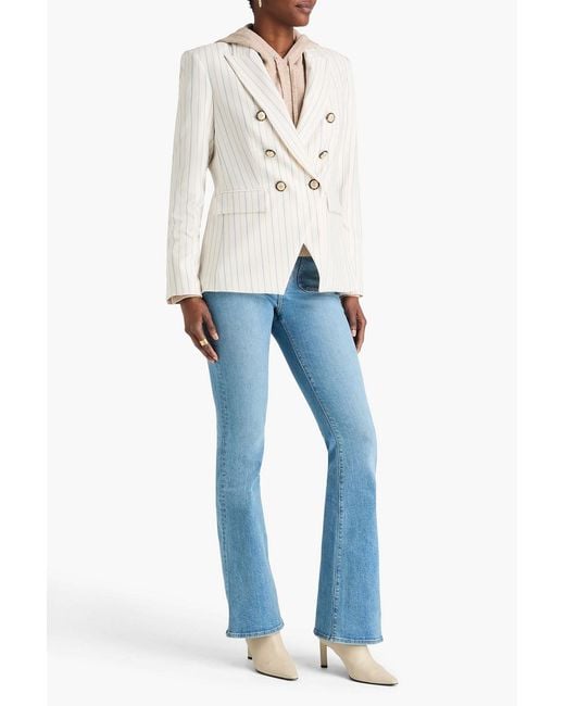 Veronica Beard Natural Miller Dickey Double-Breasted Pinstriped Twill Blazer