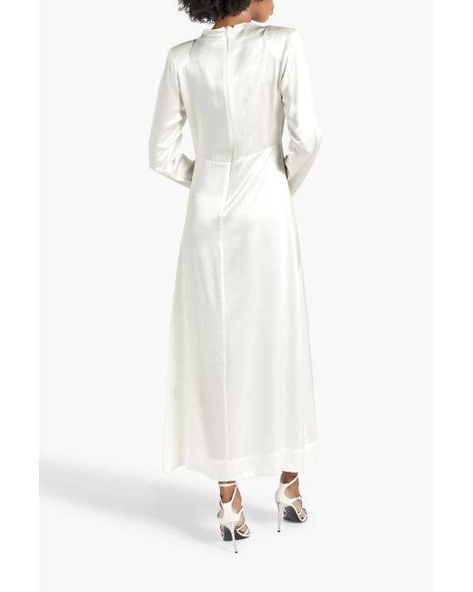 Envelope White Campania Button-detailed Silk Maxi Dress