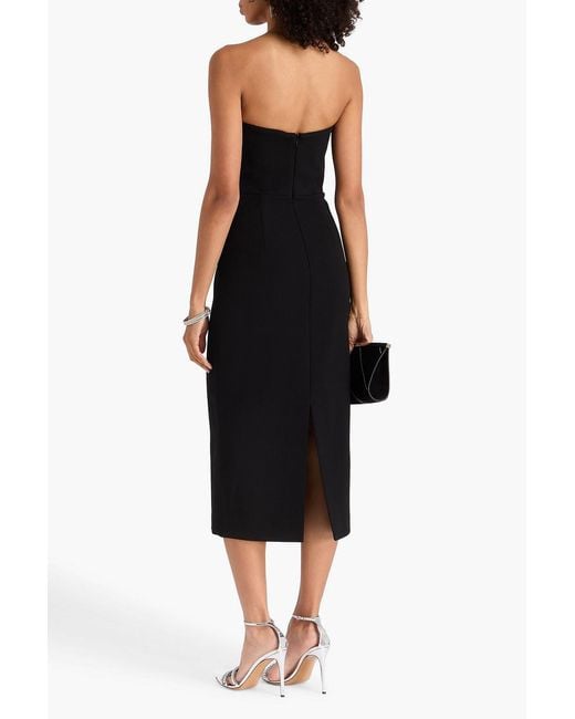 Rebecca Vallance Black Cordelia Strapless Crystal-embellished Crepe Midi Dress