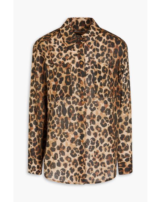 Claudie Pierlot Brown Calisse Leopard-print Cotton Shirt