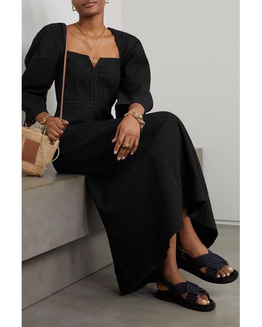 Mara Hoffman Black Violeta Textured Stretch-cotton Midi Dress