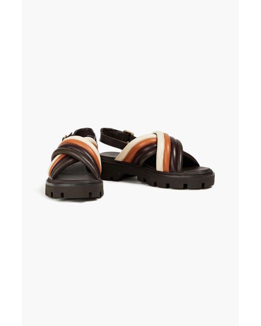 Tory Burch Brown Quilted Leather Slingback Sandals