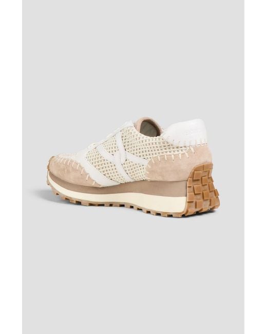Veronica Beard Natural Valentina Crochet, Leather And Suede Sneakers