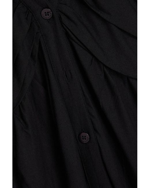 Claudie Pierlot Black Guipure Lace-trimmed Woven Midi Dress