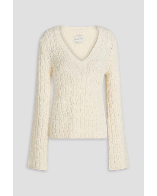 Loulou de Saison White Cable-knit Cotton-blend Sweater