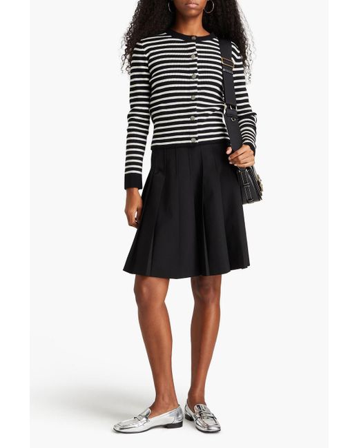Claudie Pierlot Black Striped Ribbed Wool And Cotton-blend Cardigan