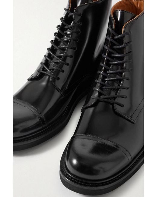 Mr P. Black Jacques Glossed-Leather Boots for men