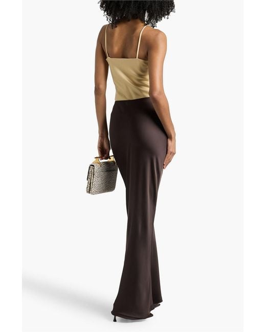 Norma Kamali Brown Obie Satin Maxi Skirt