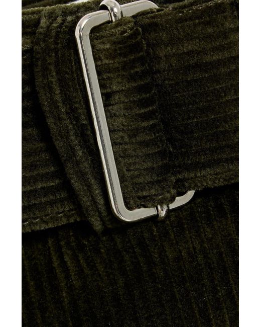 Officine Generale Green Hoche Belted Cotton-Corduroy Pants for men