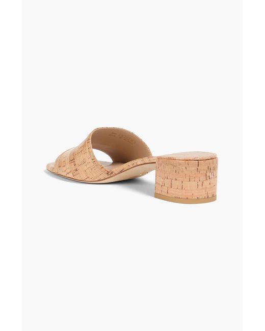 Stuart Weitzman White Cayman 35 Glossed Cork Mules