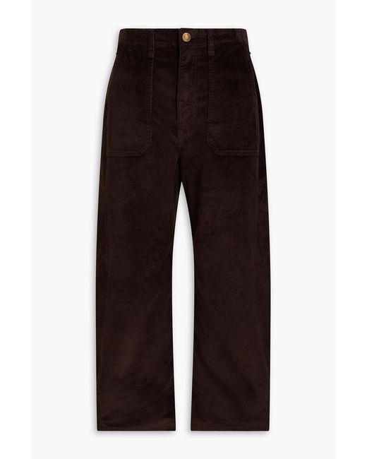 Rag & Bone Black Charlie Cropped Cotton-blend Corduroy Tapered Pants