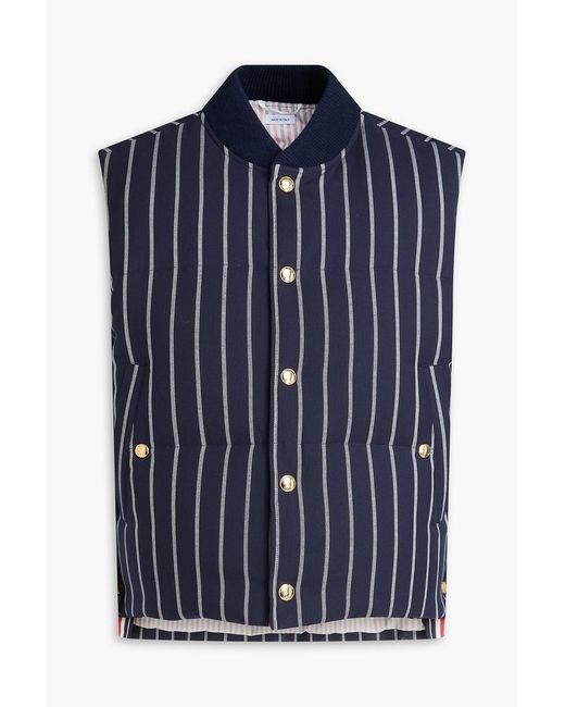 Thom Browne Blue Striped Wool Down Vest for men
