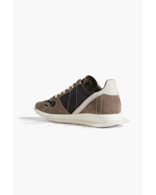 Rick Owens Natural Vintage Runner Leather And Suede Sneakers