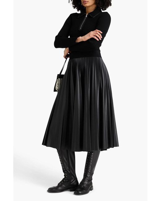 Jonathan Simkhai Black Pleated Midi Skirt