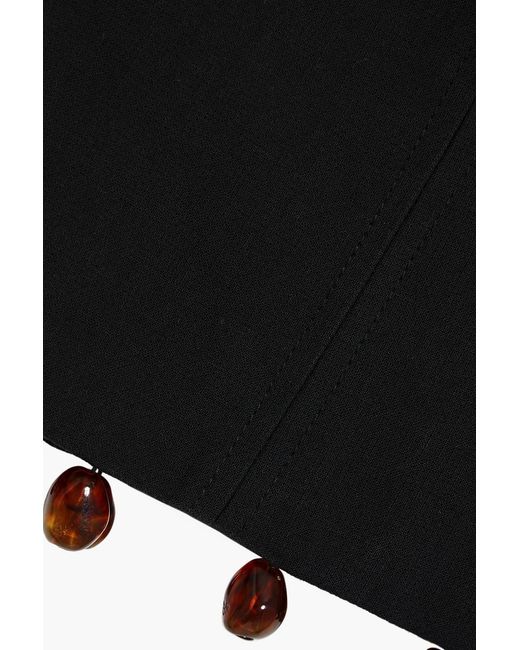 Ganni Black Strapless Bead-embellished Cotton Top