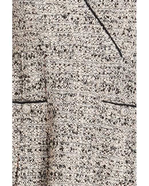 Maje Pink Pleated Metallic Bouclé-tweed Mini Dress