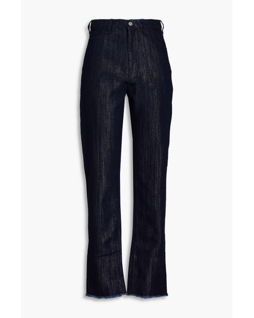 Victoria Beckham Blue Metallic High-rise Straight-leg Jeans