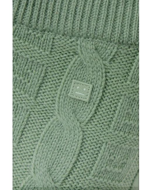 Acne Green Cable-knit Wool-blend Flared Pants