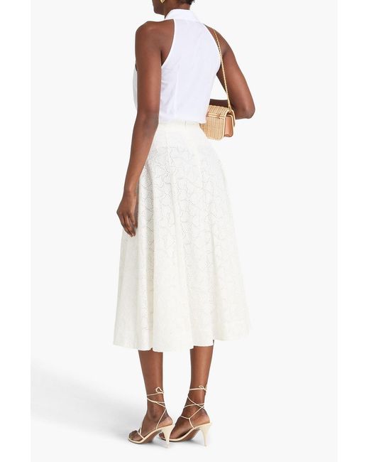 Zimmermann White Broderie Anglaise Linen Midi Skirt