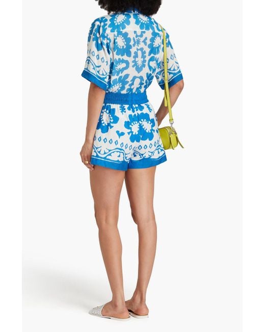 Sandro Blue Printed Cotton Shorts