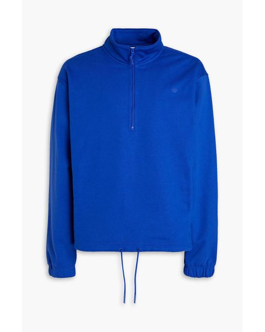 Adidas Originals Blue Cotton-blend Fleece Half-zip Sweatshirt for men