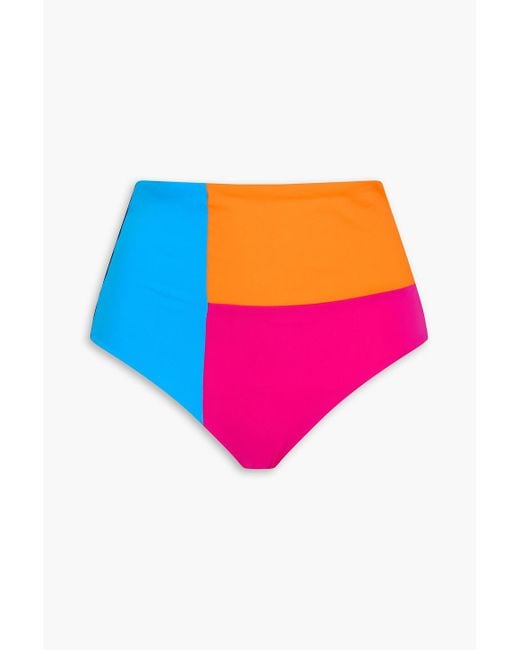 Mara Hoffman Pink Lydia Color-block High-rise Bikini Briefs