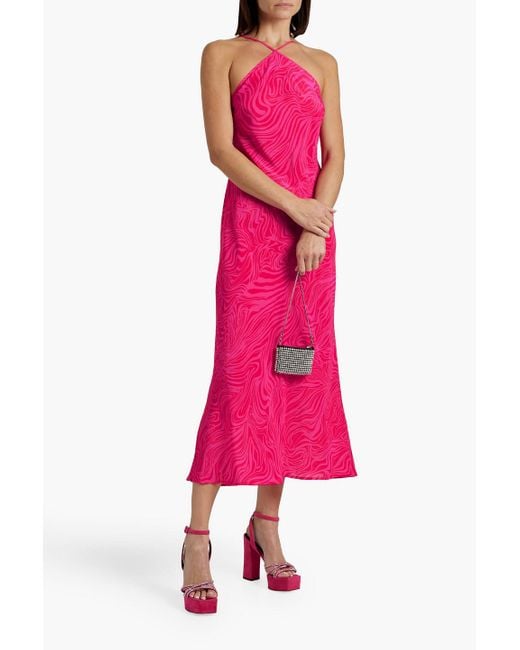 Rixo Pink Opal Printed Silk-crepe Midi Dress