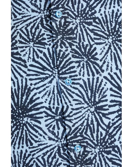Sandro Blue Printed Lyocell And Linen-blend Shirt for men