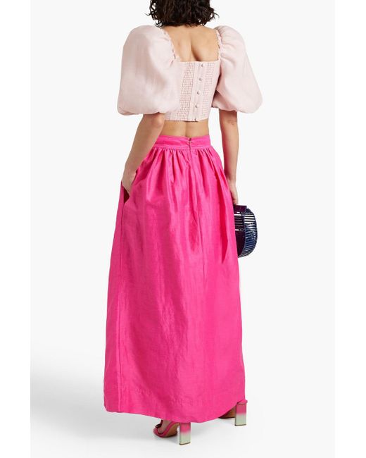 Aje. Pink Mirabelle Wrap-effect Linen-blend Maxi Skirt
